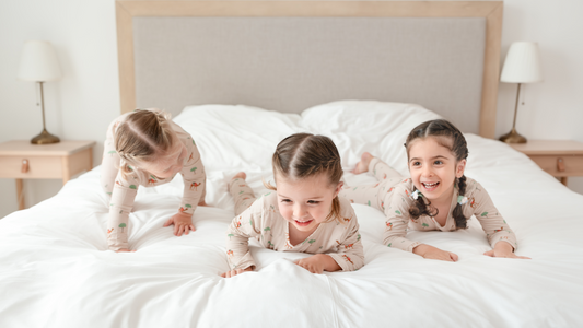 Kids bamboo sleepwear set in camel, size 2T–6T