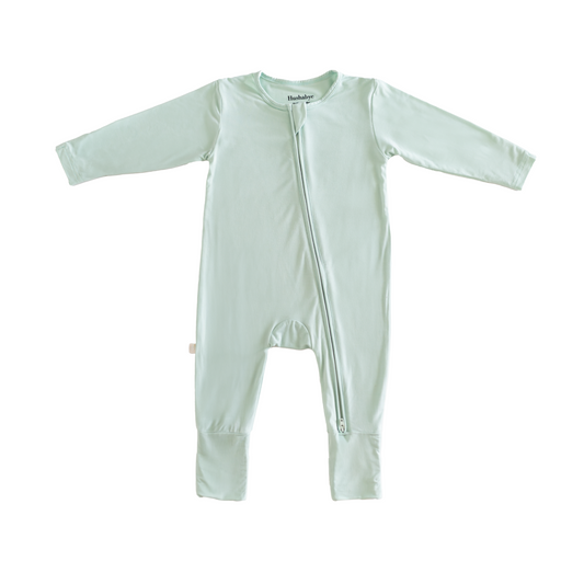 Bamboo Baby Sleepsuit / Romper in light sage