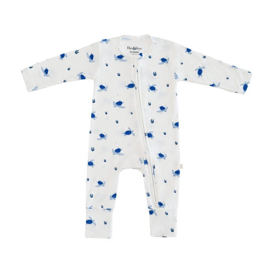 Bamboo Baby Sleepsuit / Romper in turtle
