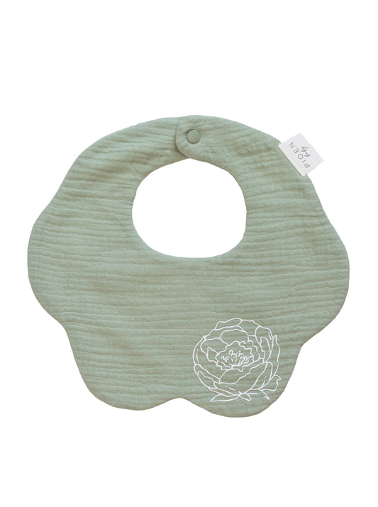 Soft Green Blooming Flower Cotton Bib