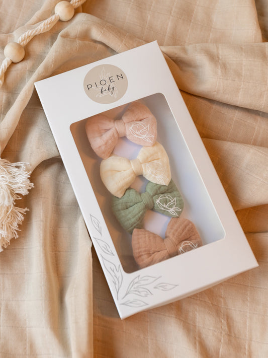 Bow Hair Clips - 4pc Set Giftbox