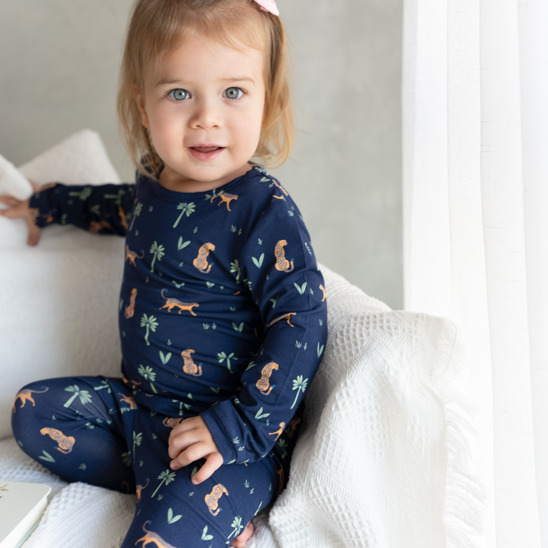 Kids Bamboo Pajamas in Arabian Leopard