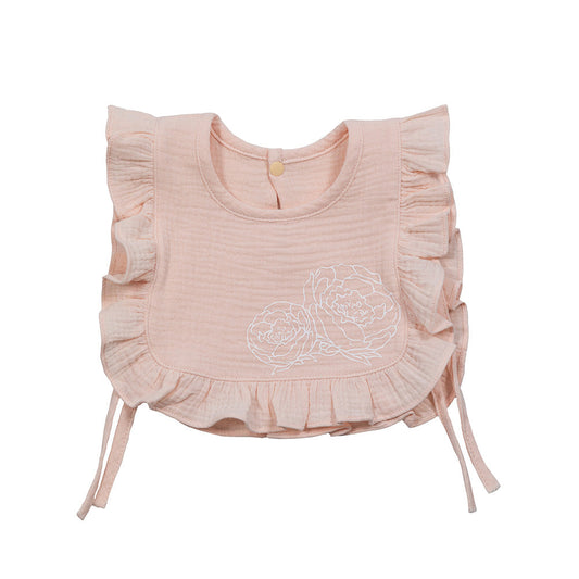 Soft Pink Color Ruffle Baby Bib