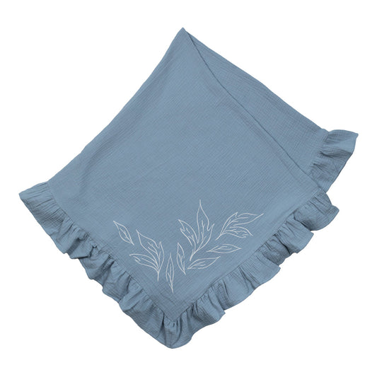 Blue Cotton Ruffle Baby Blanket