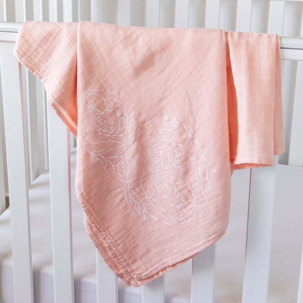 100% Organic Cotton Muslin Swaddle Baby Blanket