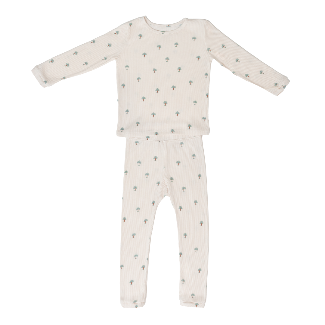 Ribbed Bamboo Pajamas in Date Palm