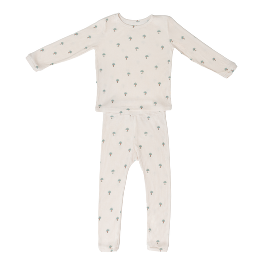 Ribbed Bamboo Pajamas in Date Palm