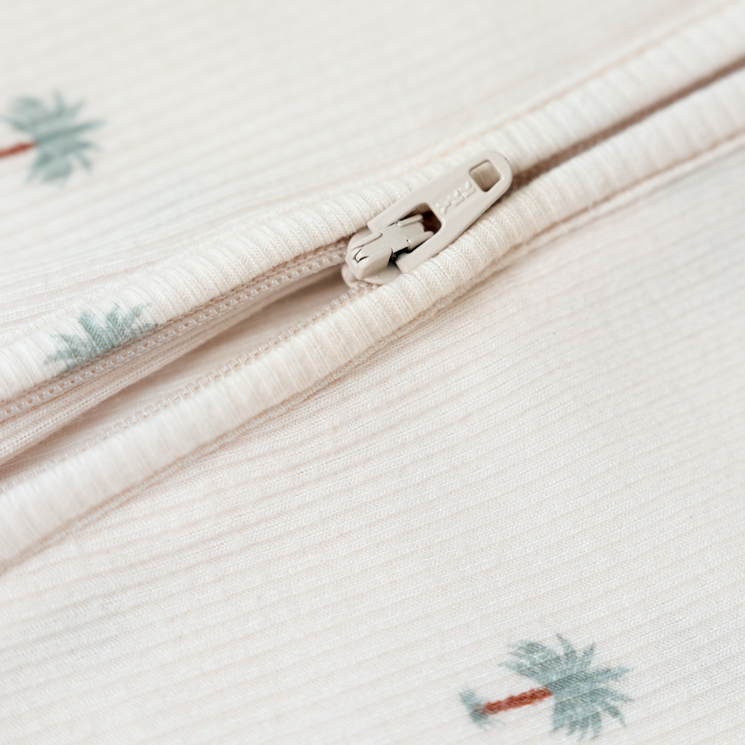 Ribbed Bamboo Sleepsuit in Date Palm print