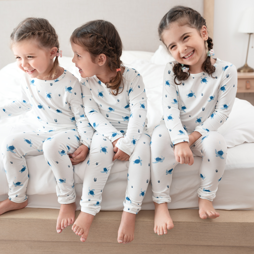 Turtle Print Bamboo Pajamas for Toddlers and Children