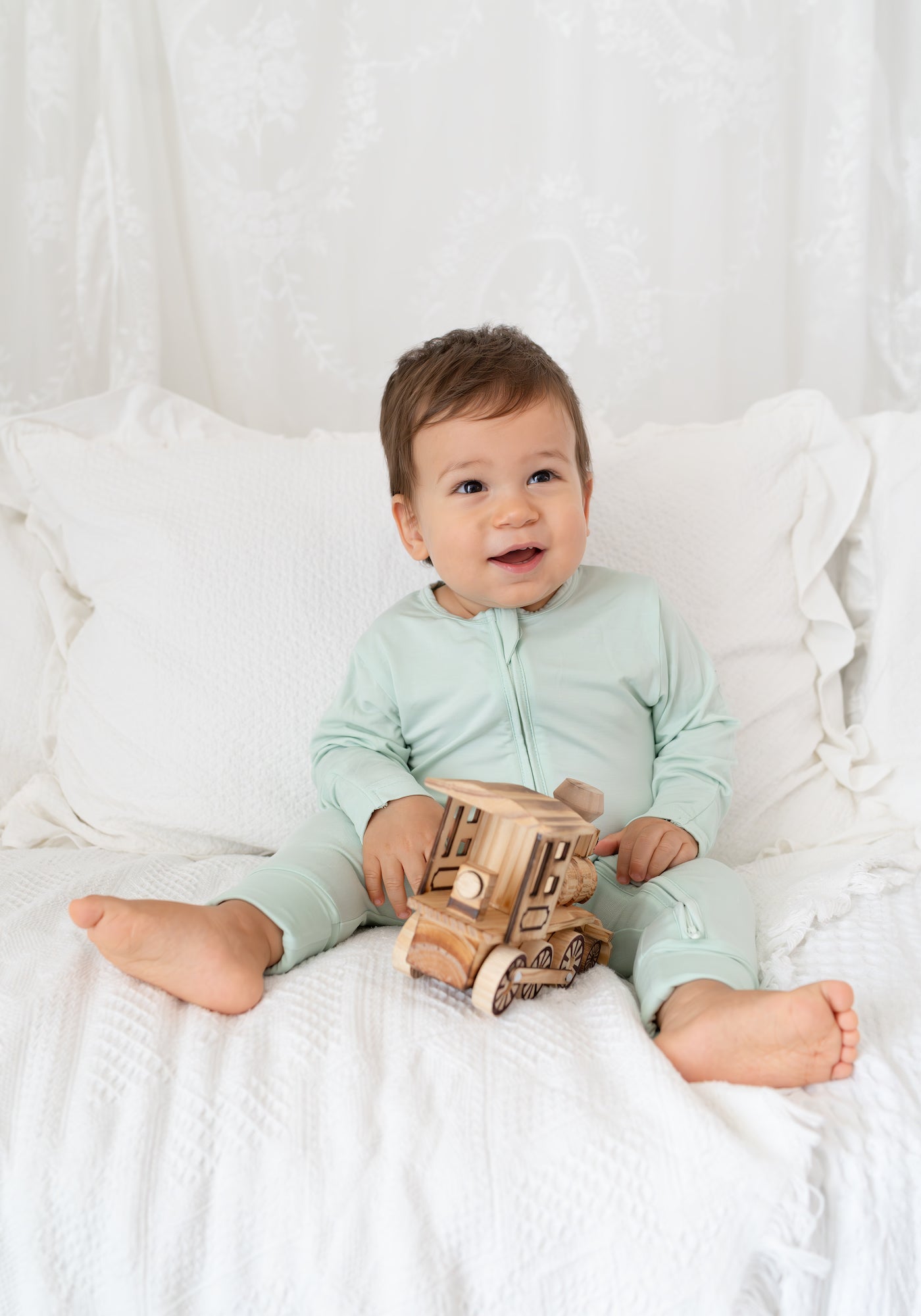 Baby Sleepsuit in Light Sage 6-12 Months