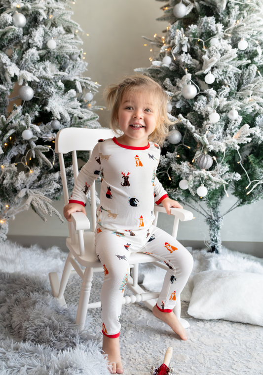 Bamboo Pajamas in Santa Paws 2T Months