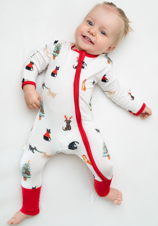 Baby Sleepsuit in Santa Paws 0-3 Months
