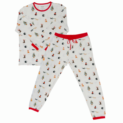 Adult Bamboo Pajamas in Santa Paws (Unisex)