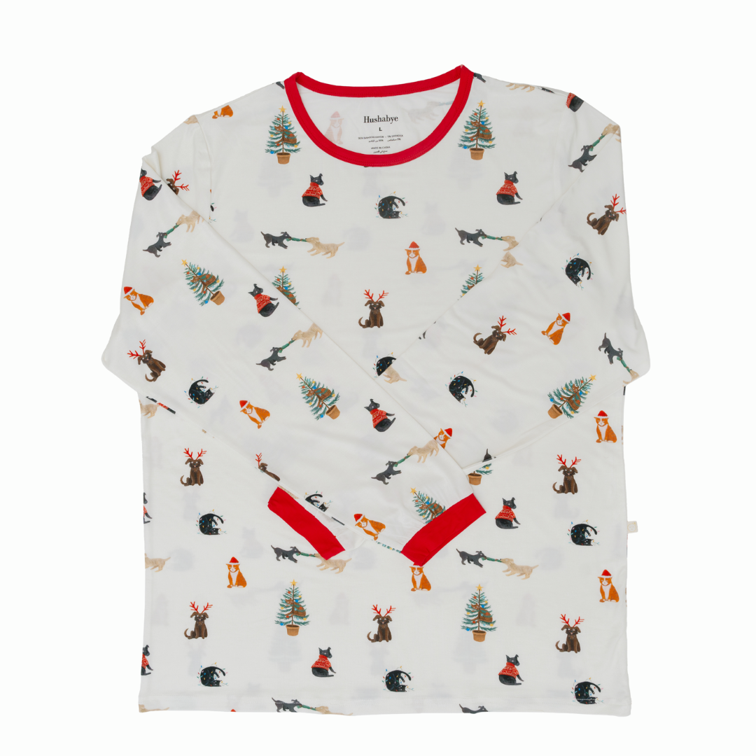 Adult Bamboo Pajamas in Santa Paws (Unisex)