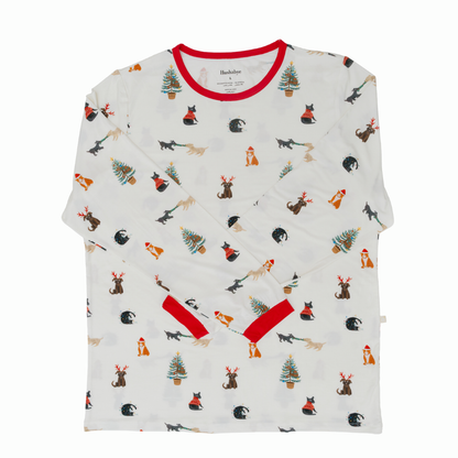 Adult Bamboo Pajamas in Santa Paws (Unisex)