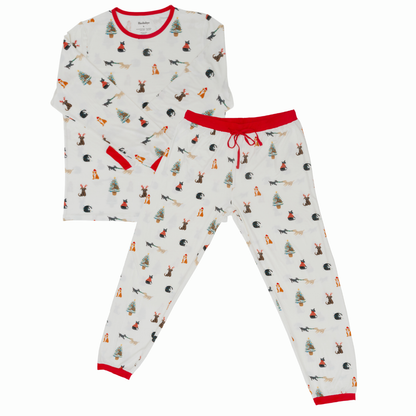 Adult Bamboo Pajamas in Santa Paws (Unisex)