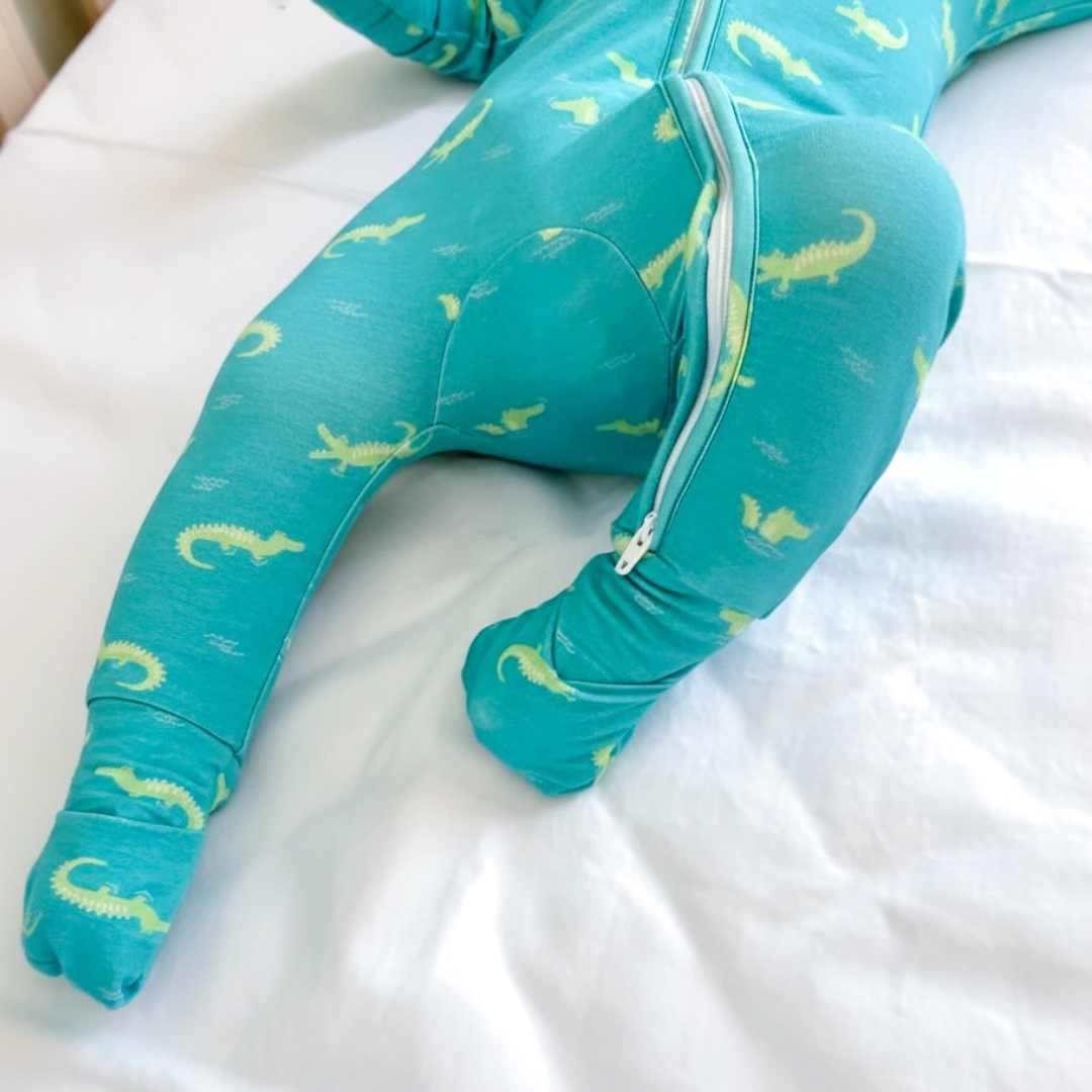 Zippered Sleepsuit in Crocodile