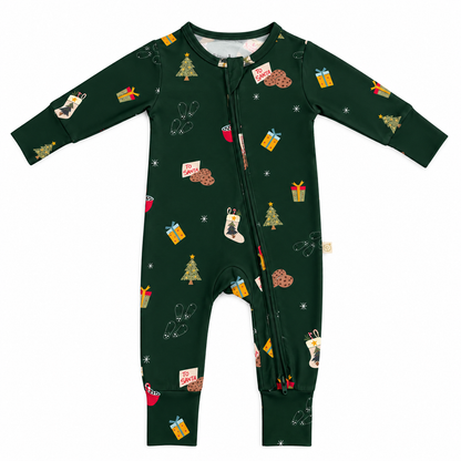 Night Before X-Mas zippered Christmas sleepsuit flat lay