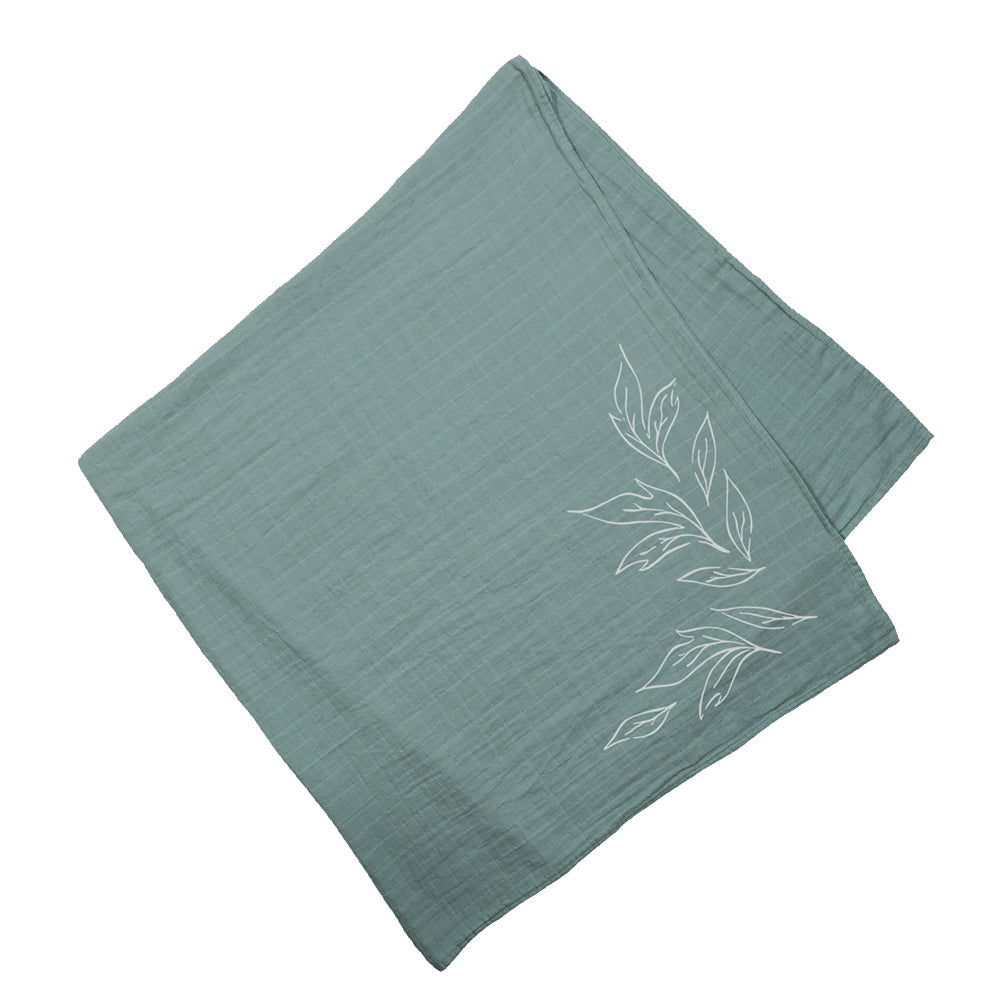 Sage Green Muslin Swaddle Baby Blanket