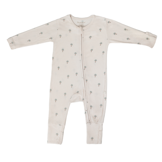 Ribbed Bamboo Sleepsuit in Date Palm print