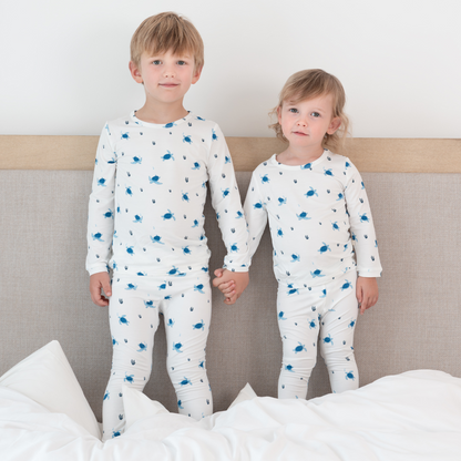 Turtle Print Bamboo Pajamas for Toddlers and Children