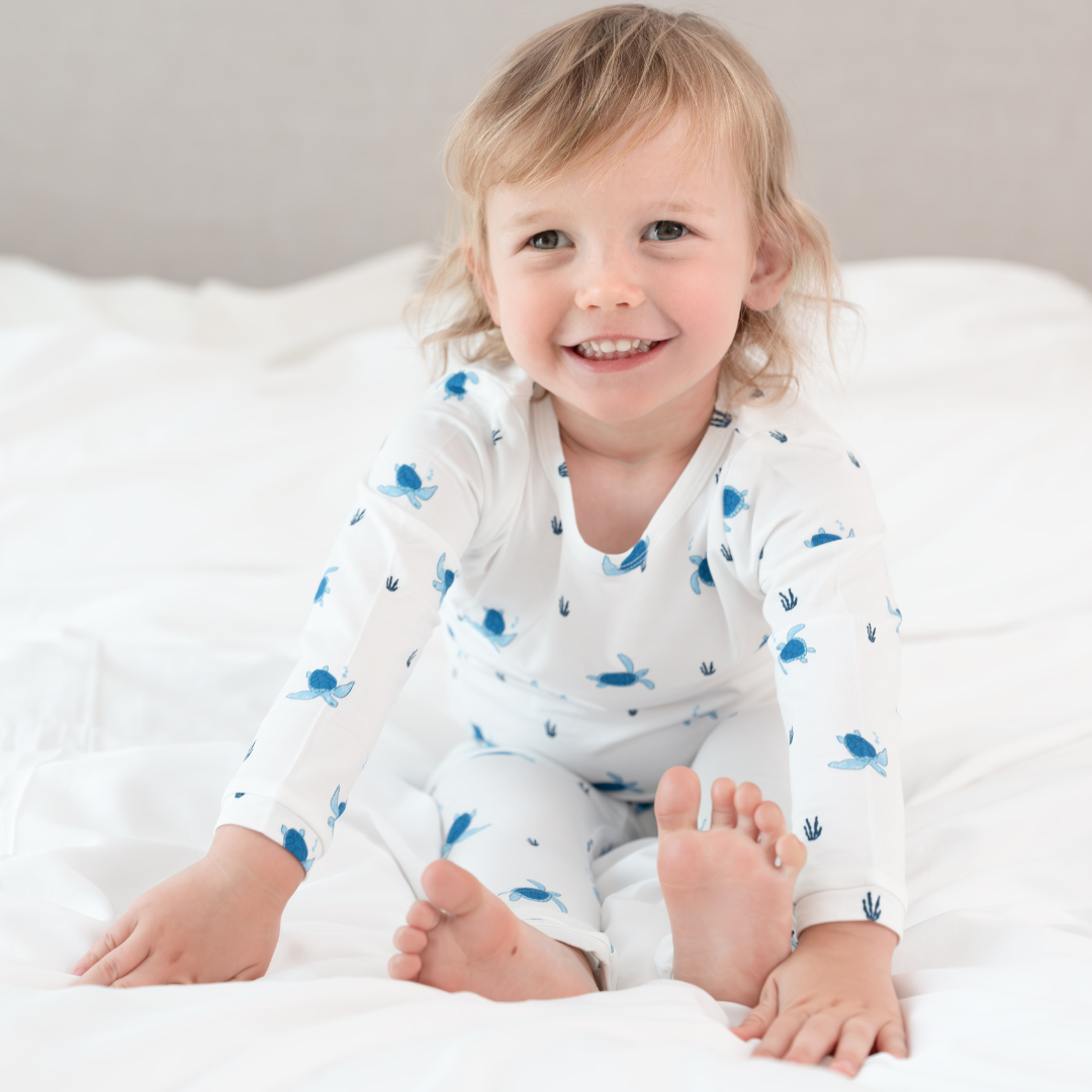 Turtle Print Bamboo Pajamas for Toddlers and Children
